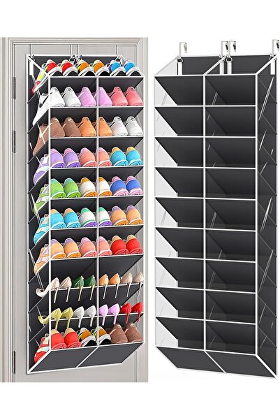 GENERAL UVIAHOMI 30 Pairs Over the Door Shoe Organizer, Clear Pockets Hanging...