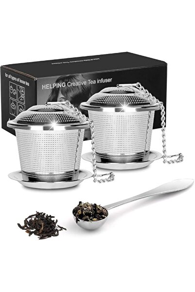 HASTHIP Stainless Steel Tea Filter, With Spoon, Lift Chain and Tea Strainer T...