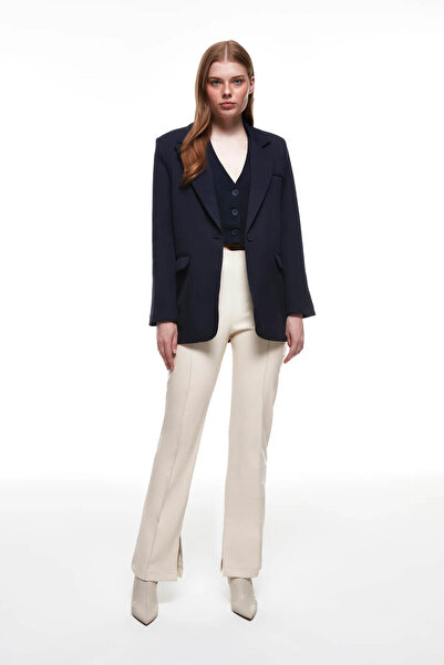 Quzu Oversize Lacivert Kadın Blazer Ceket 50873