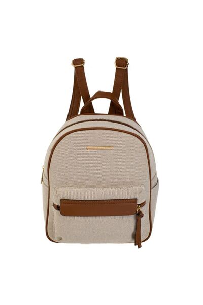OEM Rucsac Mini Bej Maro pentru Femei 23x11x25cm