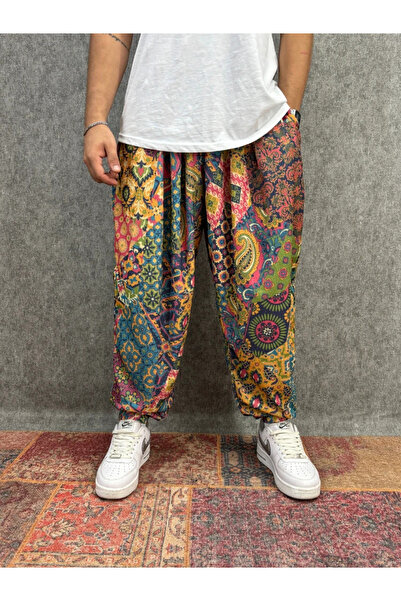 FıttingRoom Elastic Waist Pleated Patterned Half-Shalwar