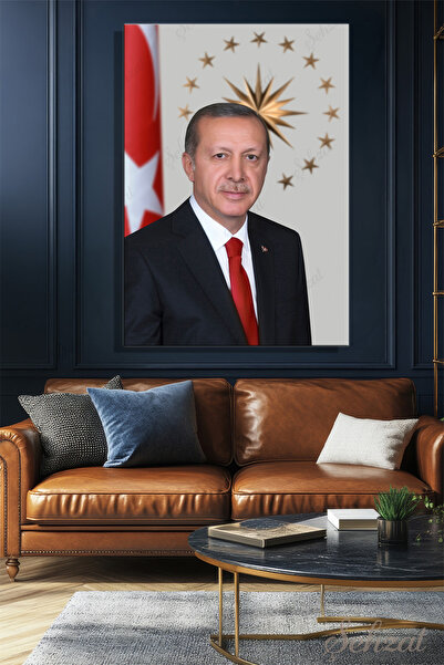 Şehzat Dikey Kanvas Duvar Tablosu Tekli Recep Tayyip Erdoğan RTE Portre Başka...