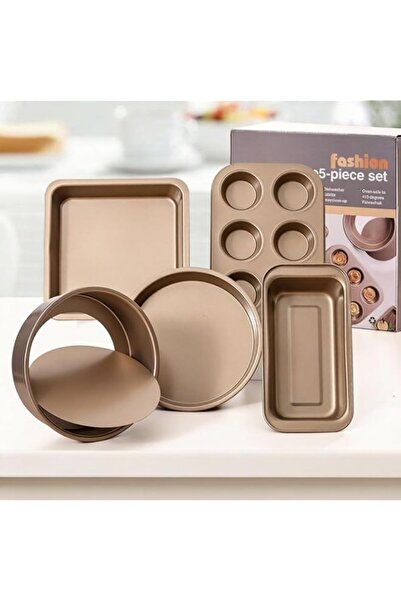 Generic REOCLE 5-Piece Nonstick Baking Pans Set, Bakeware Sets with Round/Squ...