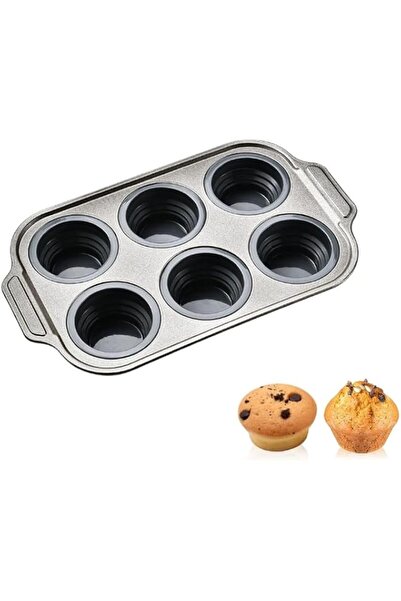 Generic Silicone Muffin Pan with Metal Frame,6 Cup Muffin Pan Molds, Non Stic...