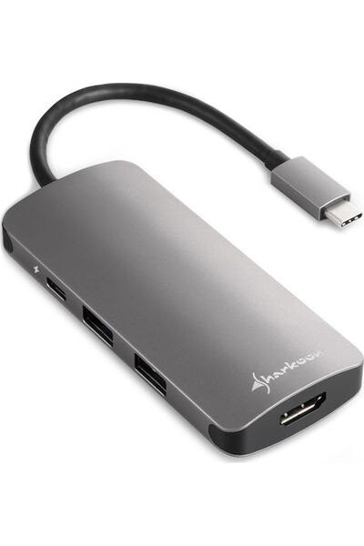 SHARKOON Σταθμός σύνδεσης USB-C με HDMI 4K PD Γκρι (4044951026715)