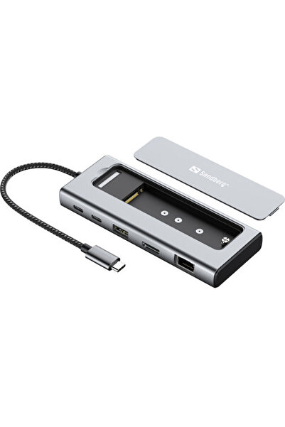 Sandberg 6 σε 1 Σταθμός Σύνδεσης USB-C Ταξιδίου με HDMI 4K PD Ethernet Ασημί