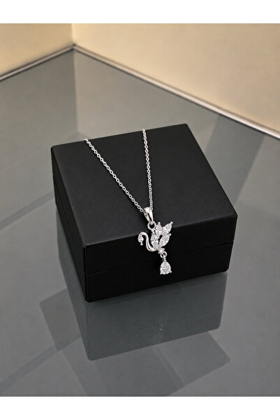 shop IŞIKLI KUTUDA GÜMÜŞ TAŞLI ÇELİK KUĞU KOLYE