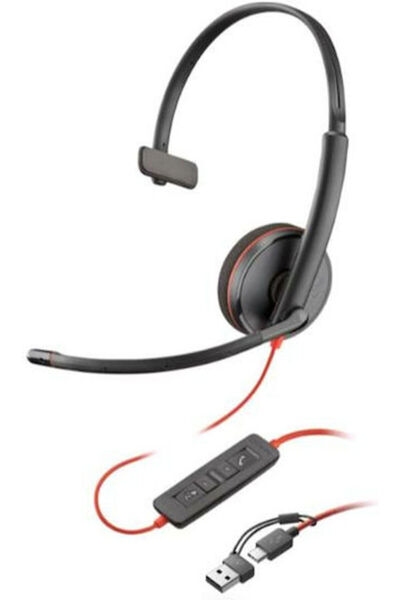 Poly Blackwire 3210 Ακουστικά Πολυμέσων Επί του Αυτιού με Μικρόφωνο USB-A / U...