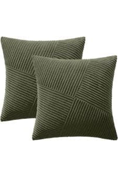 Yelajoy Olive Green Decorative Throw Pillow Covers Set of 2 18x18 Inches for ...
