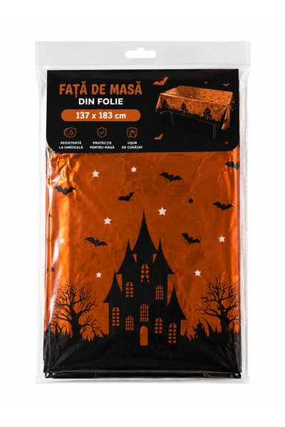 genaja Față de Masă Halloween „Casă Bântuită” 137 x 183 cm – Portocaliu, Impr...