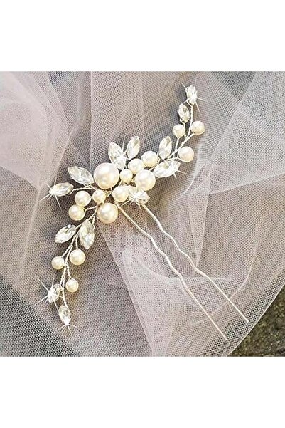 ALMEKAQUZ Pearl Hair Pins, Silver Bridal Hair Clip Accessories with Rhineston...