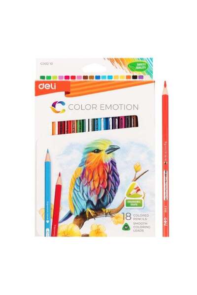 Deli EC00210 أقلام تلوين COLOR EMOTION - علبة ألوان 18 قطعة - هيكل خشبي مرن م...