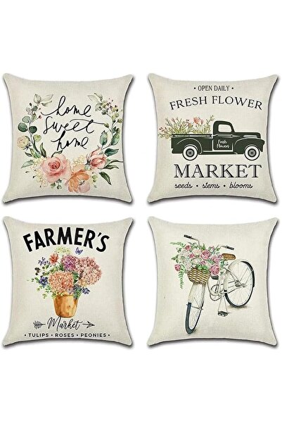 Aputue Decorative Throw Pillow Covers, 4 Pack 45x45cm Square Cushion Cases, S...