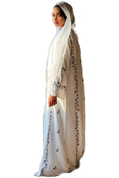 Generic Abaya Sanaa – Elegant White Three-Piece Set with Floral Embroidery | ...