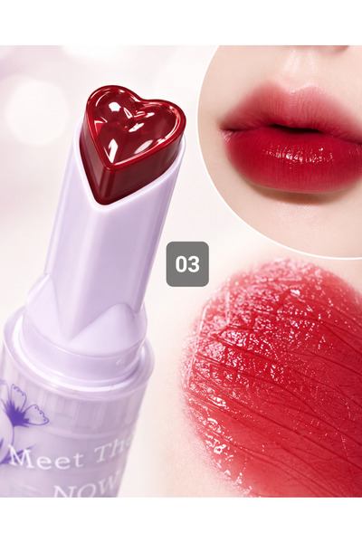 Gege Bear Korean Makeup - Heart Shaped Lipstick Moisturizing Glossy Finish Pu...