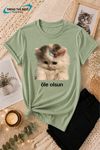 TREND THE BEST Trendin En İyisi Summer Let's Get Lucky Text Printed Cat-Theme...