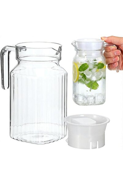 TERRIFI Water Pitcher with Lid, Transparent Plastic Jug 600ML BPA Free Heat R...