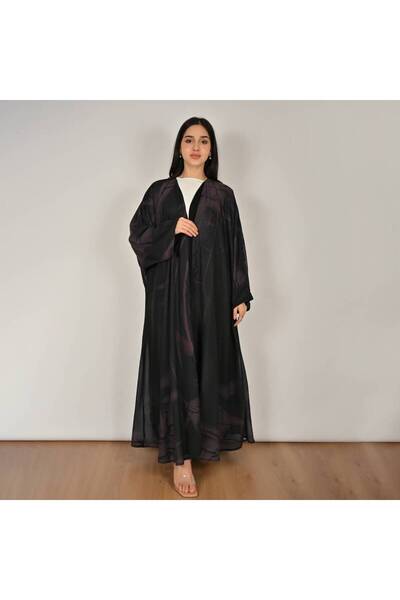 Generic Brand Double Face Wrap Abaya with Summer Design and Flowy Cloche Cut ...