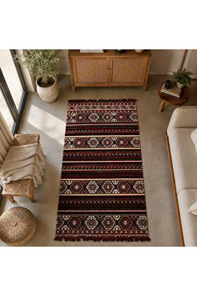 Craft Halı Afgan Serisi Özel Saçaklı Kaymaz Tabanlı Yıkanabilir Klasik Kilim