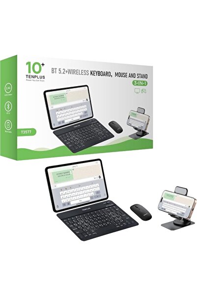 Generic Wireless Keyboard with Mouse and Stand 3 in 1, Bluetooth 5.2 & Wirele...