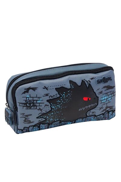 SMIGGLE Bright Eyes Character Pencil Case with Pockets Gray 457541