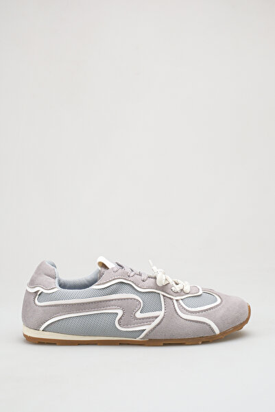 SEEM Flow Double Lace Suede Stone Color - Gray Women's Sneaker