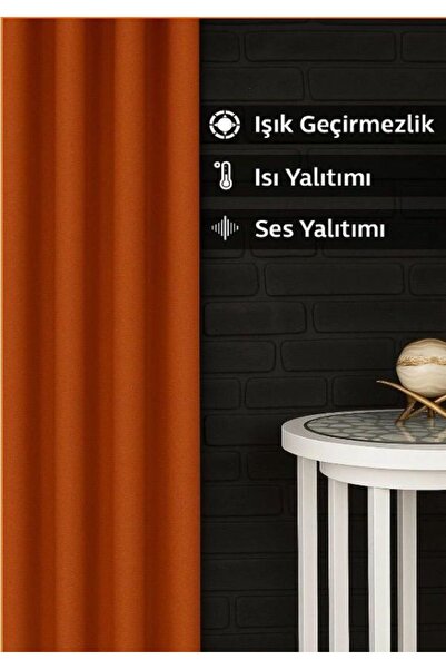 DEVRİM OLİVYA TEKSTİL Lüks 1. Sınıf Özel Dikim Kiremit Blackout Fon Perde – I...