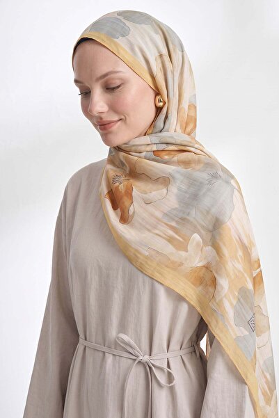 Salih Çelebi Ahenk Flower Pattern Naida Shawl 4086 - Yellow