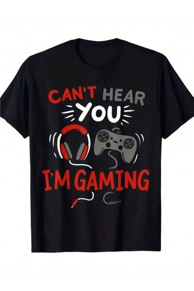 25W Men's Fun Gaming-Shirt, Featuring Slogan I Can'Hear You, I'Gaming And A H...