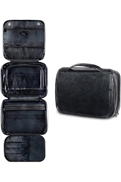 OriTi Hanging Travel Toiletry Bag Men Women, PU Leather Foldable Cosmetic Org...
