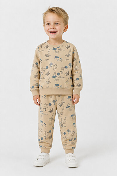 monox Set unisex din 3 piese, imprimat, cu fleece la interior