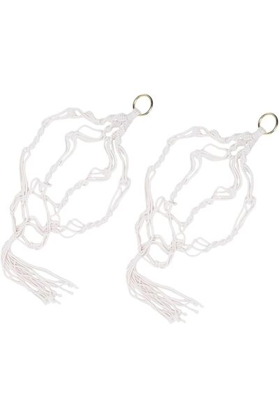 EACAM Bohemian Style 2pcs Macrame Plant Hanger Set, 41.34in Woven Plant Hange...