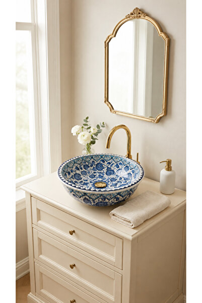 EvaniLife Gerdan Model Azure Garden Serisi El Yapımı Seramik Lavabo Özel Tasa...