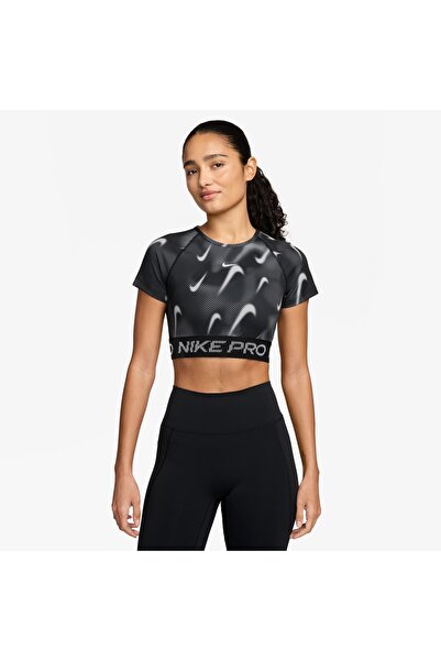 Nike W NP DF SS TOP TT AOP HV9628-010 Λευκό-Μαύρο L