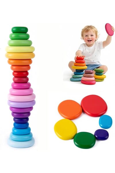 AQUAFALCON Extra-Large Stacking Blocks for Toddlers 1-3 20pcs Montessori Toys...