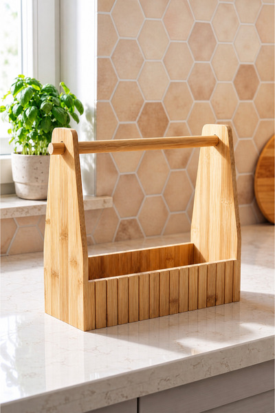 Evyeri Bambu Kağıt Havluluk ve Peçetelik Organizer 26,5x10x25 cm – Çok Amaçlı...