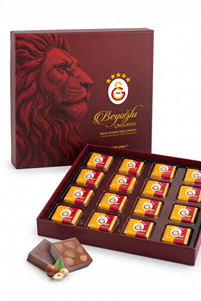 Galatasaray Lisanslı Çikolata Aslan Tasarımlı Hediye Kutusu Fındıklı Kare Bey...