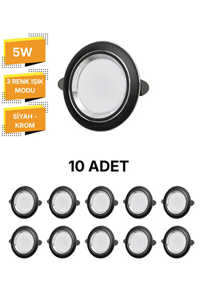 Kendal K2 KDL110 Siyah-Krom Kasa Üç Fonksiyonlu Spot 5W -10’lu Paket