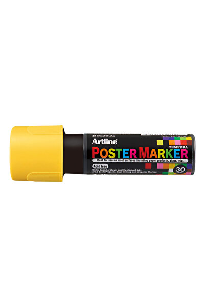 artline Poster Marker, Plastic Body, Beveled Tip 30Mm - Yellow, 30 mm