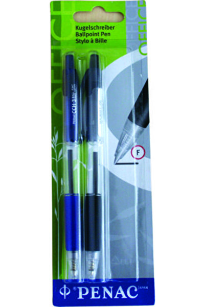 PENAC Pix Cu Rubber Grip, Cch-3 - 2 Piese (Negru + Albastru)