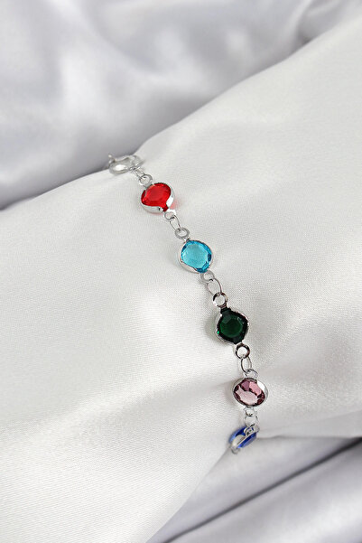 SORA GROUP Brass Silver Color Mixed Color Zircon Stone Women's Bracelet