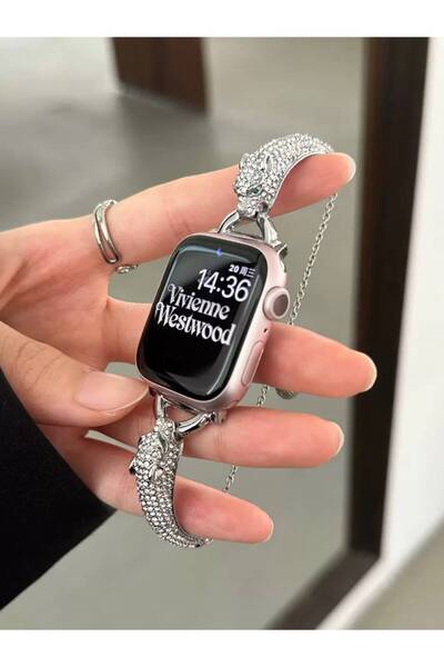 story aksesuar Apple Watch Kadınlar İçin Taşlı ve Figürlü Kordon ,Ayarlanabil...