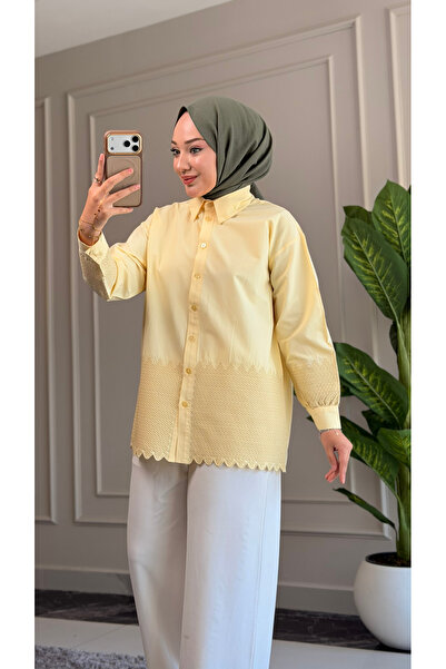 Suede Style 6470 - قميص نسائي من قماش البوبلين الناعم المنسوج بتفاصيل أنيقة و...