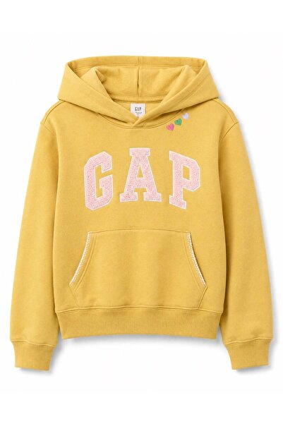 GAP Kids Gap Girl's Heart Detailed Logo Printed Hooded Sweatshirt 6-16 Years ...