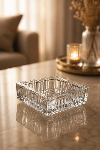 Raneel Kazançlı Alışveriş Self-Made Glass Cutting Ashtray Transparent