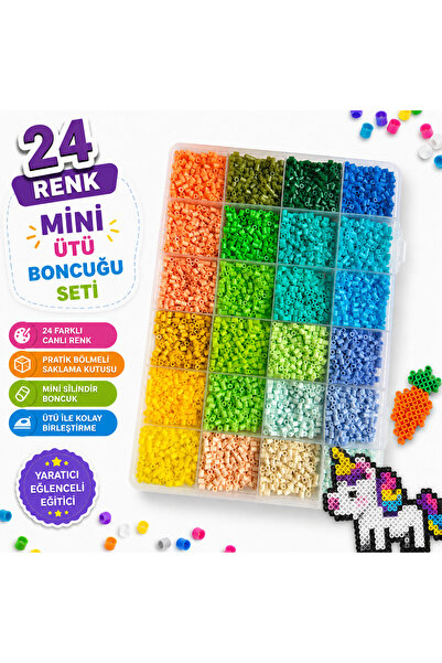 iğne izi 24 Colors Mini Ironing Beads Set Cylinder Beads Hama Beads 5, Fuse B...
