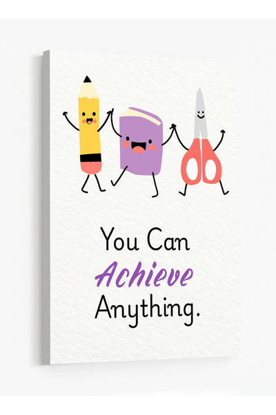 LOWHA Canvas Wall Art Stretched Over Wooden Frame Featuring Motivational Phra...