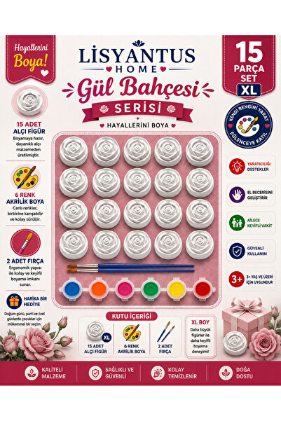 LİSYANTUS HOME 🌹 Gül Bahçesi Serisi XL15 Parça🌹/DIY/Hediye/Etkinlik/Eğitici/Aktivite/El Becerisi/Hobi