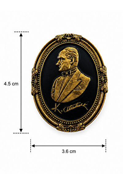 EFEAKS Atatürk Broş – Siyah Oval Portre Tasarımlı Şık Yaka Aksesuarı