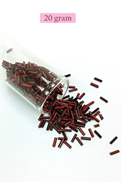 modi Long Tube Cutting Beads Diameter 2mm Length 10 mm - 20 Grams - Red Black...